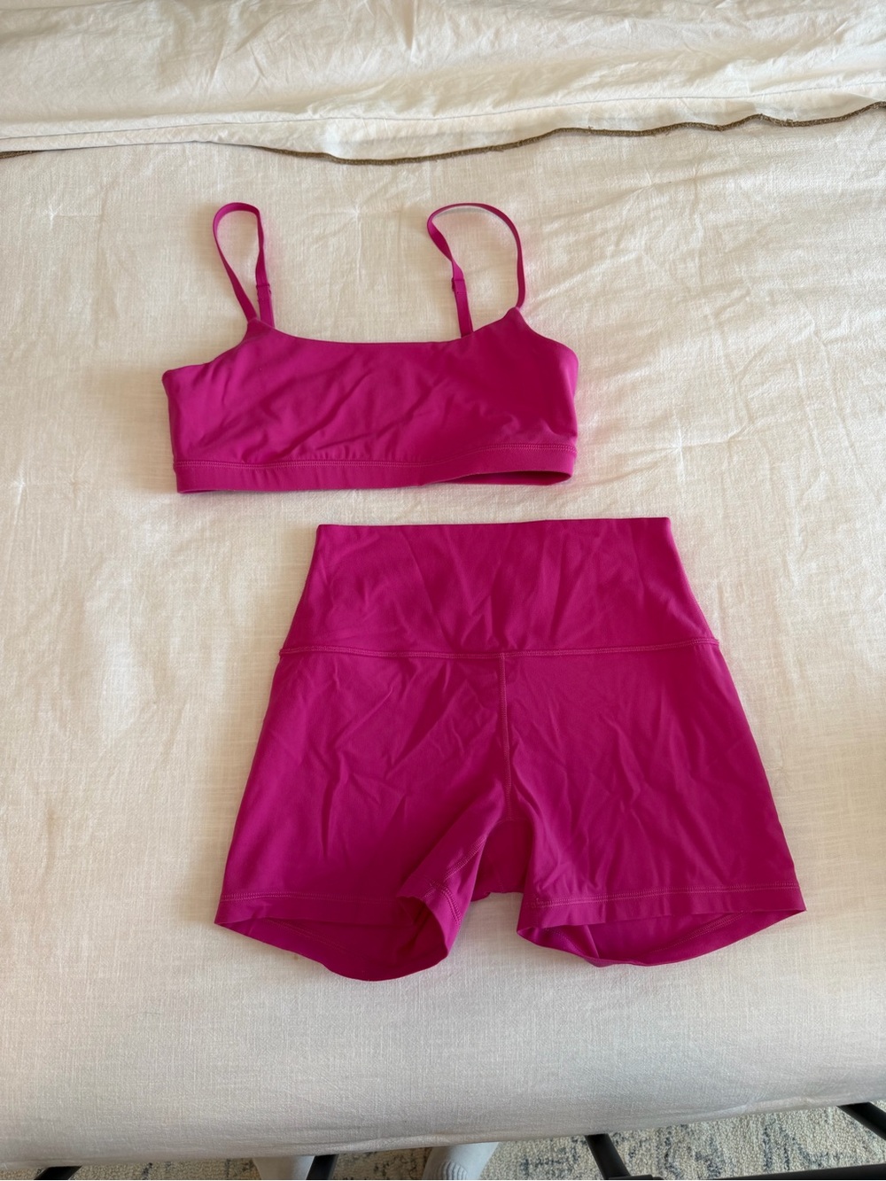 CRZ YOGA Women’s Fuchsia Active Crop Top & High-Waist Shorts Set